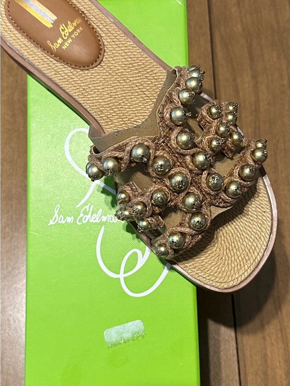 Sam Edelman Brown Beaded Slide Sandal